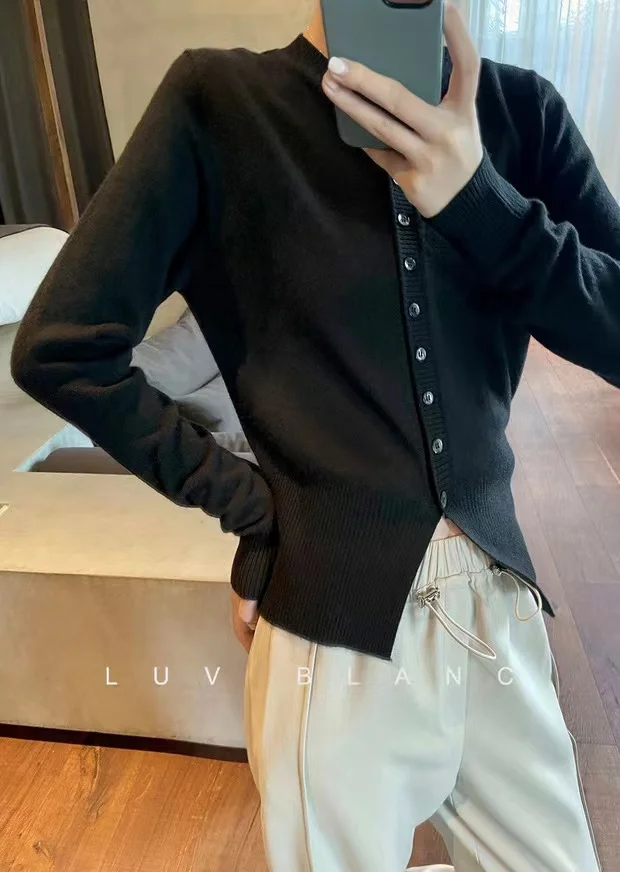 Spring Autumn Women Wool Blend Sweater O-neck High Waist Cardigan New Fashion Casual Knitted Slim Soft Jacket Bottoming Tops
