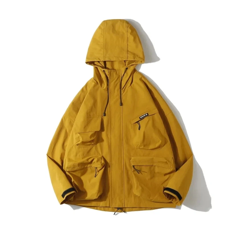Multi Pocket Hooded Cargo Jacket Men Women Japanese Harajuku Casual Windbreak Jacket Outdoor Spring Autumn Fashion Couple Coats