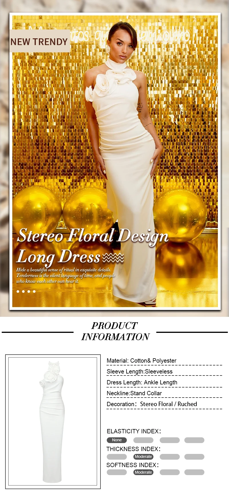 VC Birthday Dress Women Chic And Elegant Flowers Decoration High Split White Long One-Piece Gown 2023 Summer New