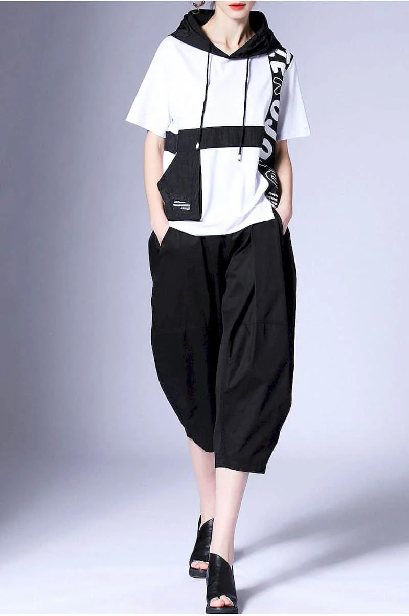 Y2k T Shirts Women Fashion Hooded Sports Style Printed T-shirt Casual Loose Short Sleeve Hoodie 2025 Summer Trend Thin Tshirt