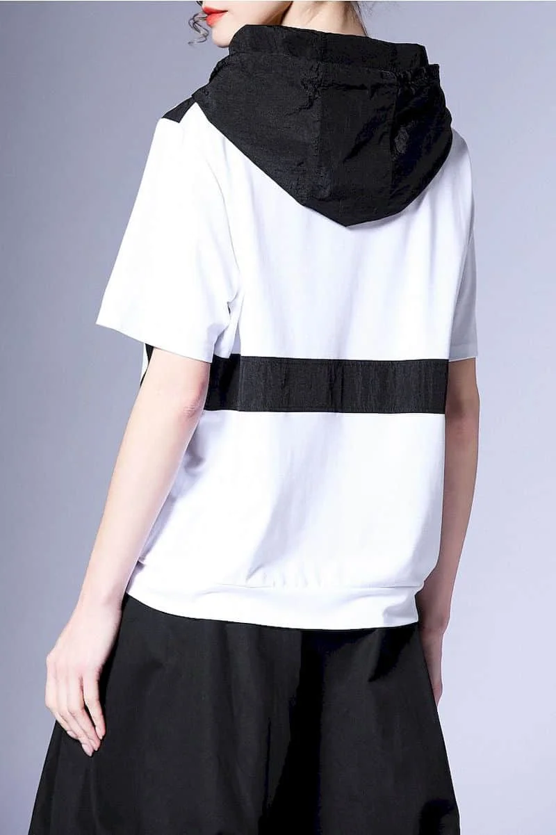Y2k T Shirts Women Fashion Hooded Sports Style Printed T-shirt Casual Loose Short Sleeve Hoodie 2025 Summer Trend Thin Tshirt