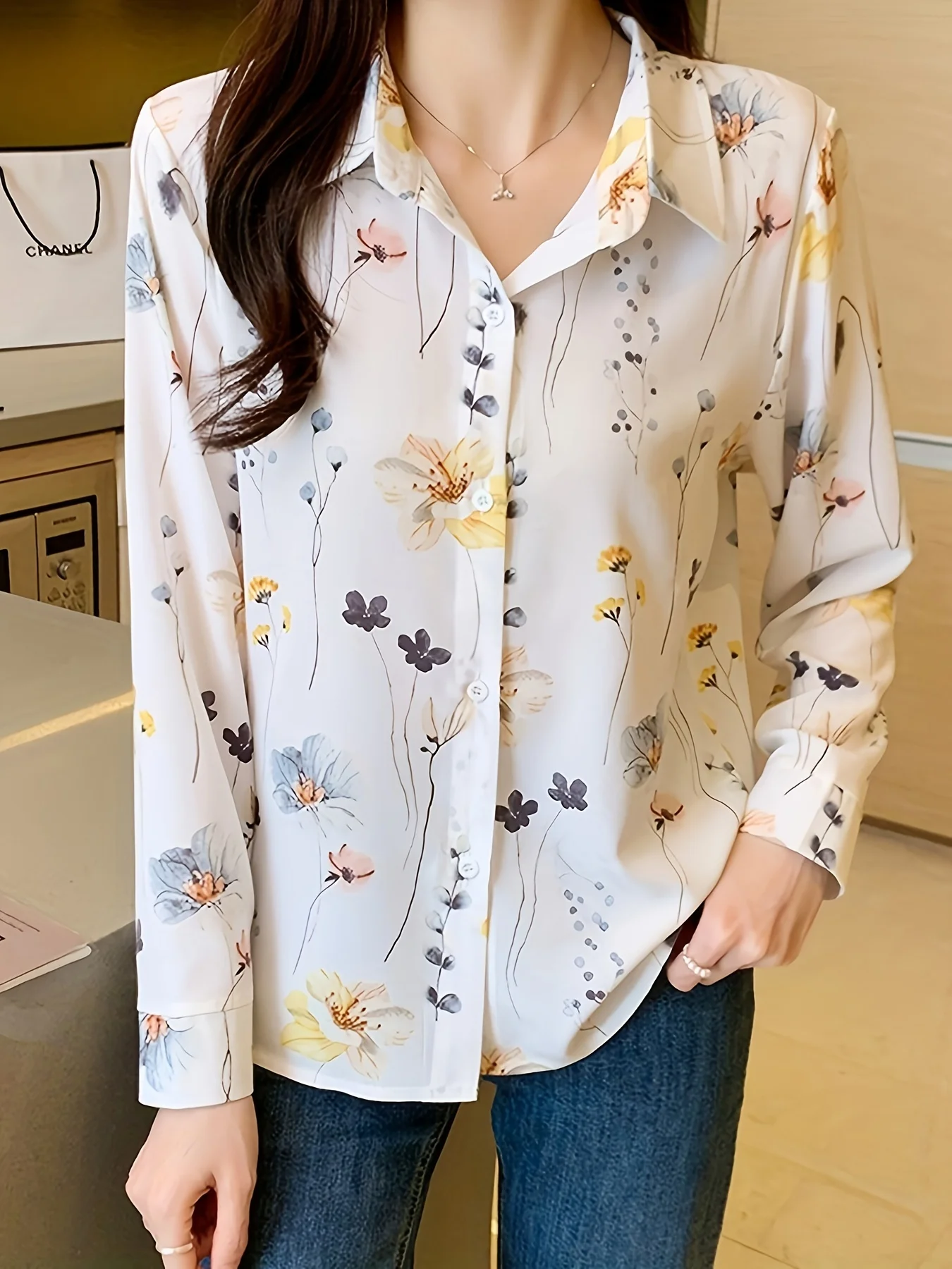 New Arrival Ladies' Shirts for Elegant Style Women's Button-Down Tops with Graceful printing Spring Autumn tops blusa mujer