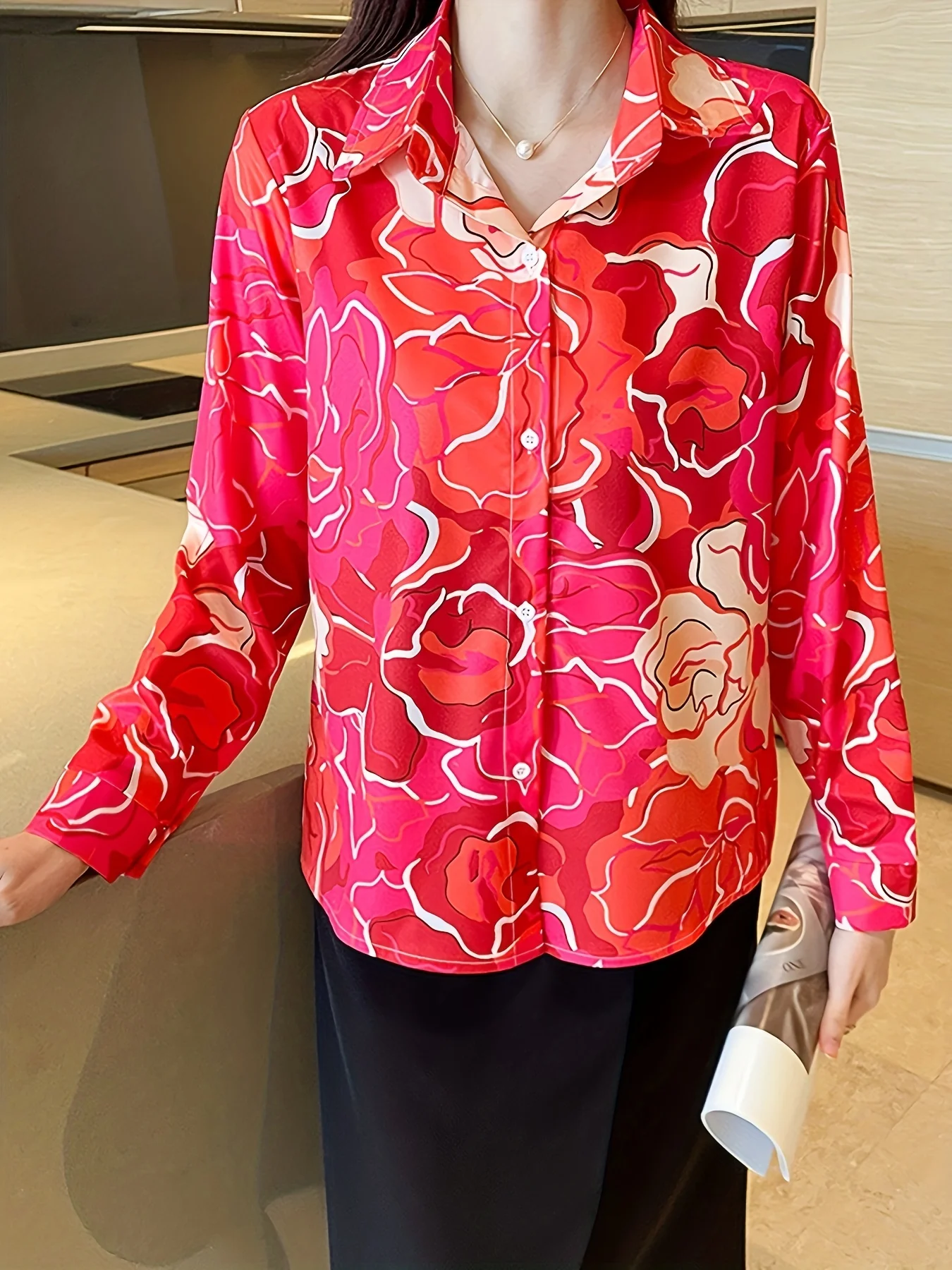 New Arrival Ladies' Shirts for Elegant Style Women's Button-Down Tops with Graceful printing Spring Autumn tops blusa mujer
