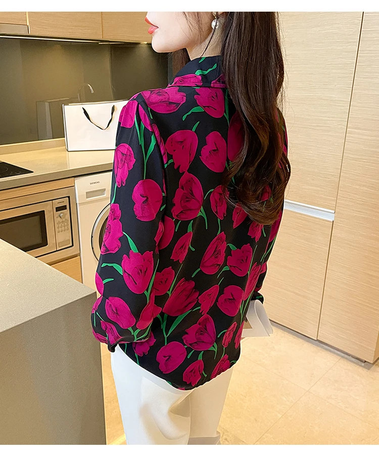 New Arrival Ladies' Shirts for Elegant Style Women's Button-Down Tops with Graceful printing Spring Autumn tops blusa mujer