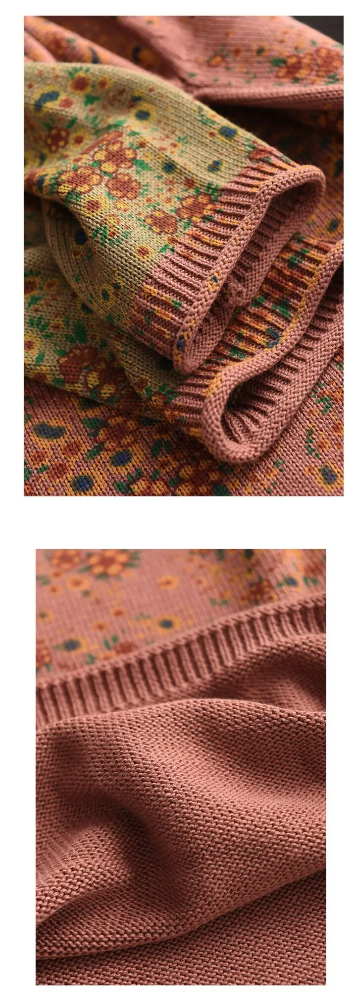 Amax LuluE 2024 Winter Fashion Turtleneck Sweaters Womens Classic Loose Floral Jumpers Females Vintage Leisure Printed Pullovers