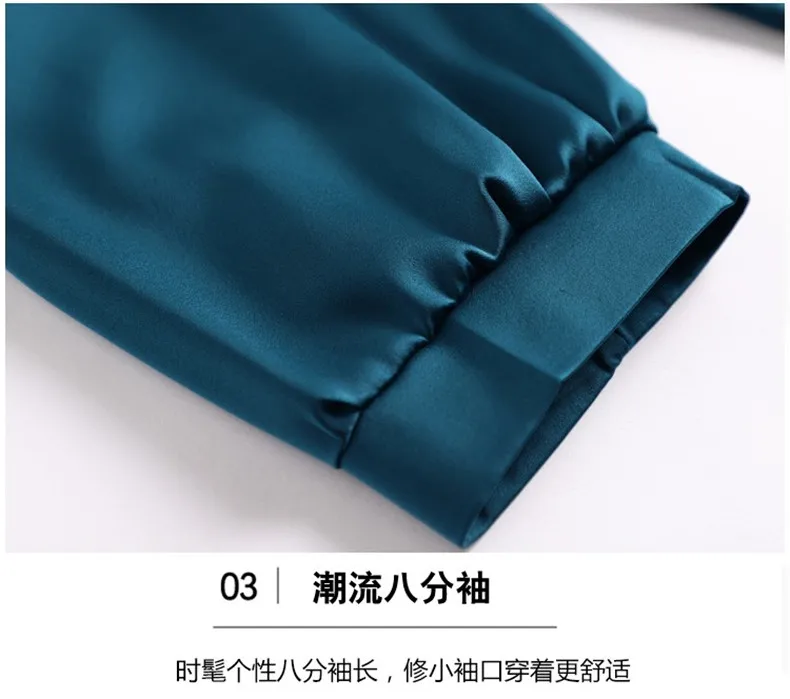 Silk Shirts Women nine quarter Sleeve Shirts Women Satin Clothing Shirt Office Lady Solid Silk Blouse 2026 Fashion Top mujer