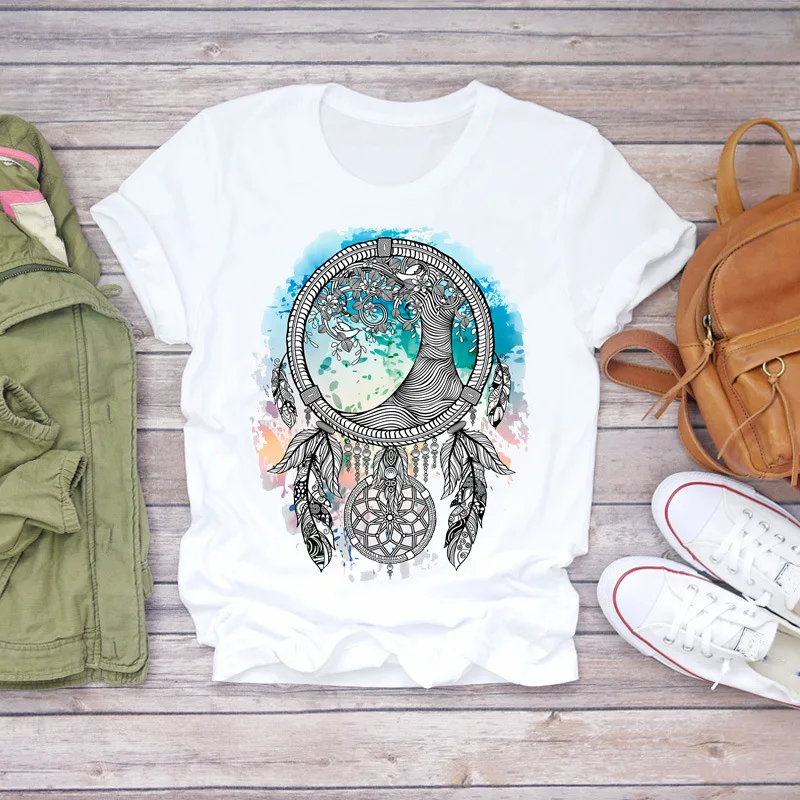 Dreamcatcher Dreamcatcher Crewneck Loose Fashion White T-shirt Women's Short-sleeved Tshirt Tops Oversized T Shirt Tee