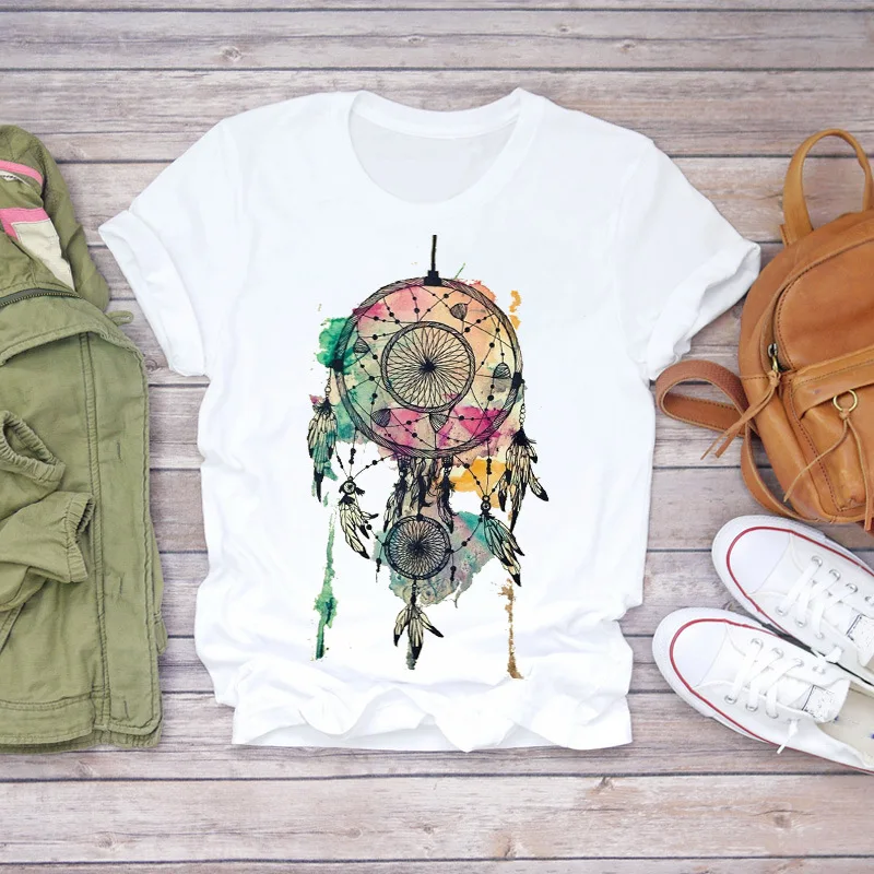 Dreamcatcher Dreamcatcher Crewneck Loose Fashion White T-shirt Women's Short-sleeved Tshirt Tops Oversized T Shirt Tee