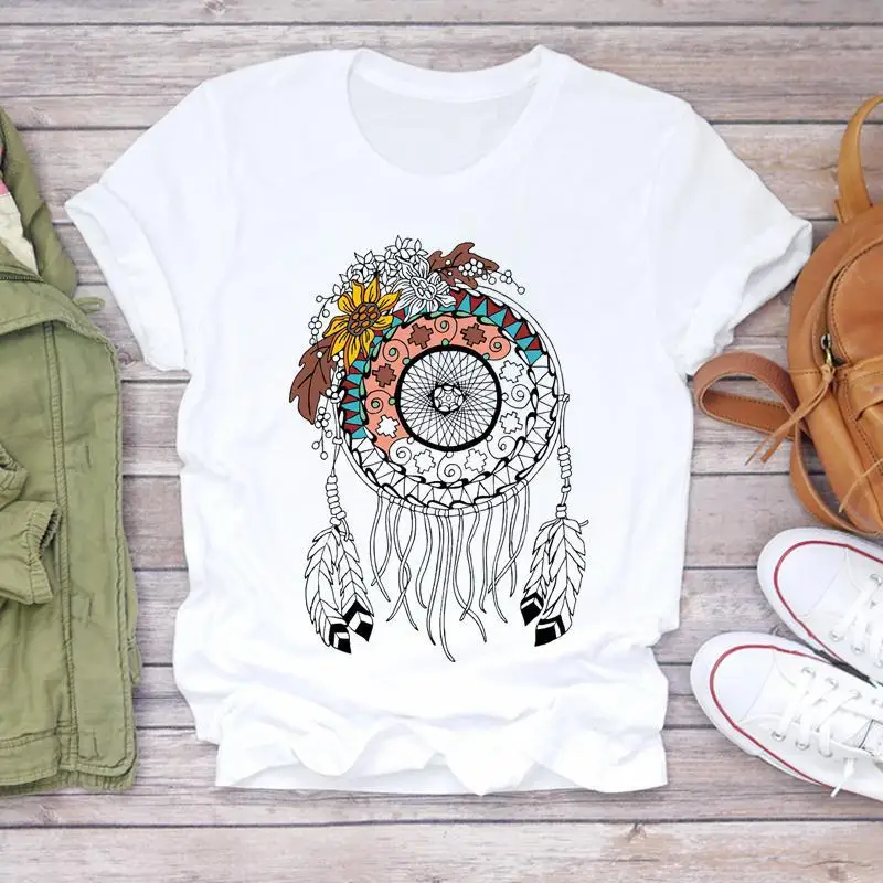 Dreamcatcher Dreamcatcher Crewneck Loose Fashion White T-shirt Women's Short-sleeved Tshirt Tops Oversized T Shirt Tee