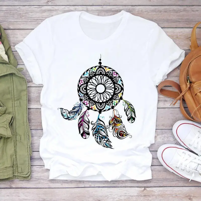 Dreamcatcher Dreamcatcher Crewneck Loose Fashion White T-shirt Women's Short-sleeved Tshirt Tops Oversized T Shirt Tee