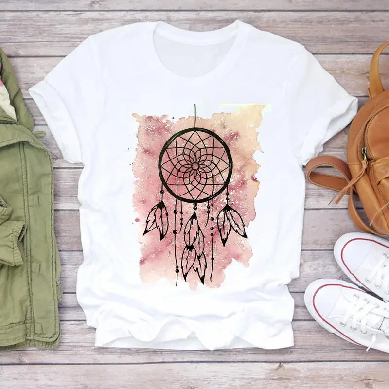 Dreamcatcher Dreamcatcher Crewneck Loose Fashion White T-shirt Women's Short-sleeved Tshirt Tops Oversized T Shirt Tee