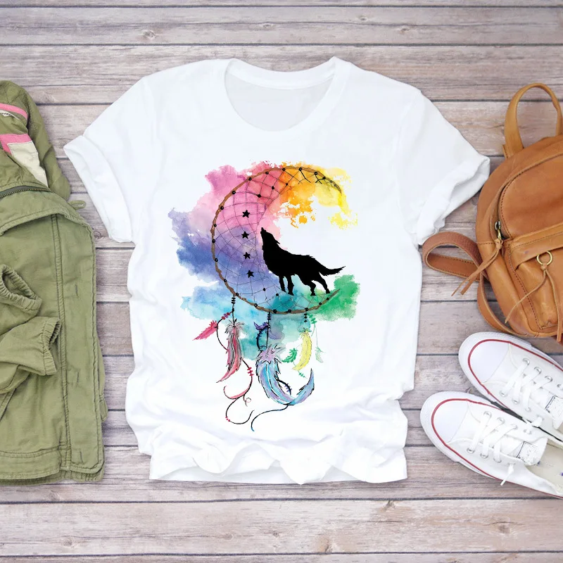Dreamcatcher Dreamcatcher Crewneck Loose Fashion White T-shirt Women's Short-sleeved Tshirt Tops Oversized T Shirt Tee