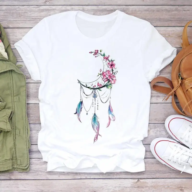 Dreamcatcher Dreamcatcher Crewneck Loose Fashion White T-shirt Women's Short-sleeved Tshirt Tops Oversized T Shirt Tee