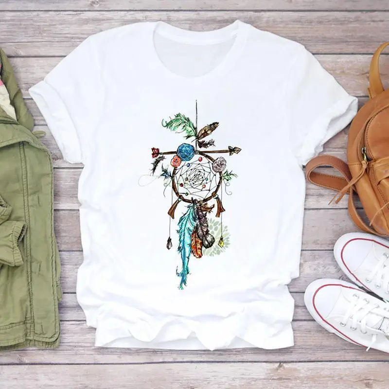 Dreamcatcher Dreamcatcher Crewneck Loose Fashion White T-shirt Women's Short-sleeved Tshirt Tops Oversized T Shirt Tee