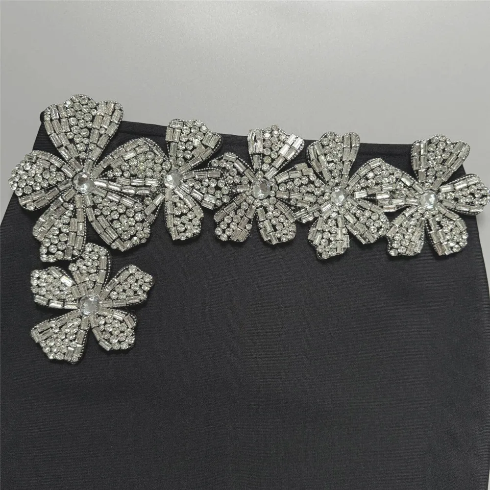2024 New Arrival Women Two Pieces Sets Sexy Diamonds Long Sleeve Tops Skirts Autumn Clothes Club Party Bandage Sets