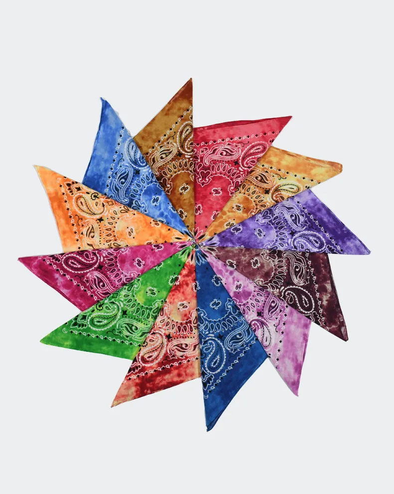 Cotton Tie Dye Cashew Flower Paisley Bandana Hip Hop Outdoor Riding Headscarf Mask Square Scarf Headband Gift For Men Boys Girls