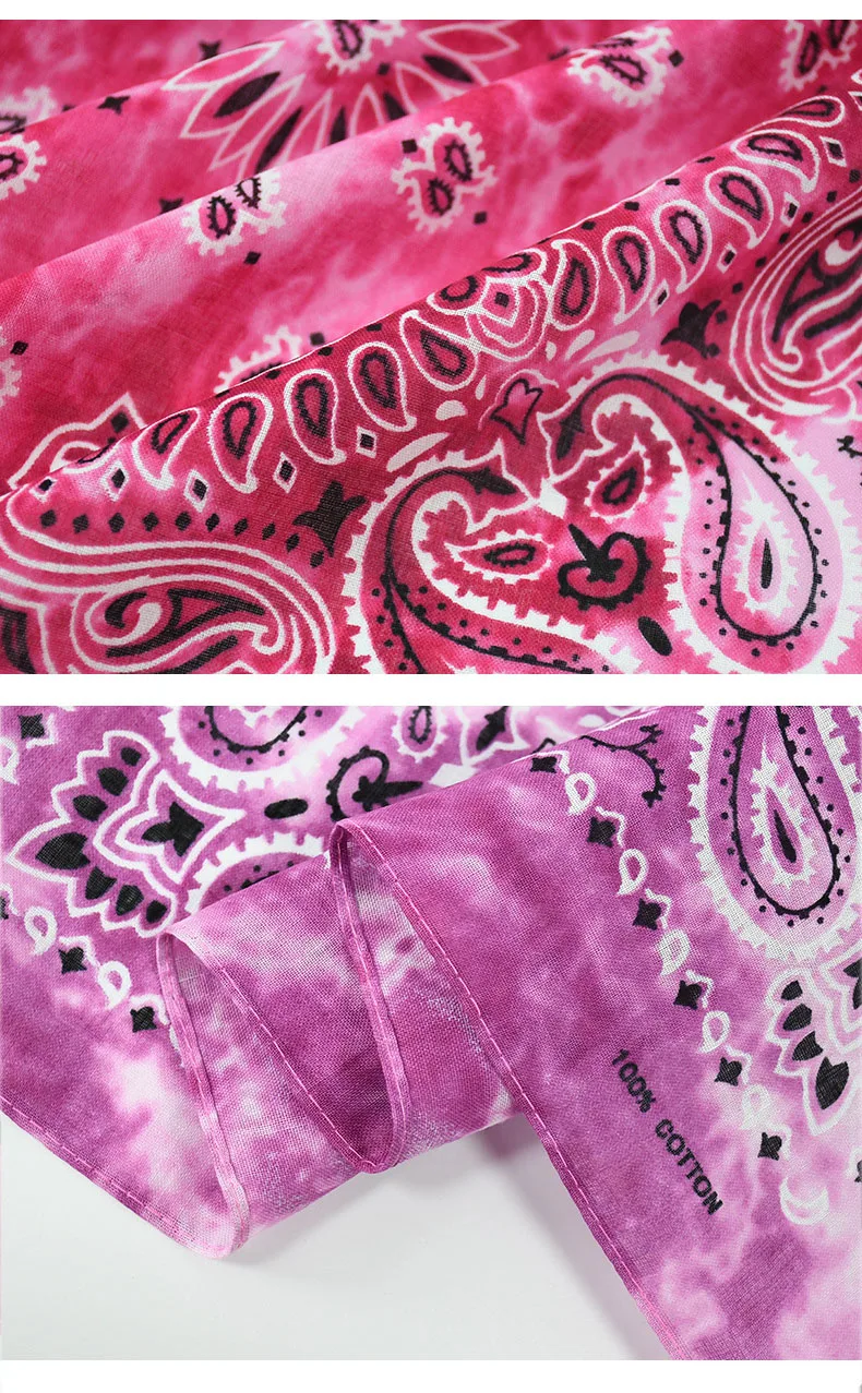 Cotton Tie Dye Cashew Flower Paisley Bandana Hip Hop Outdoor Riding Headscarf Mask Square Scarf Headband Gift For Men Boys Girls