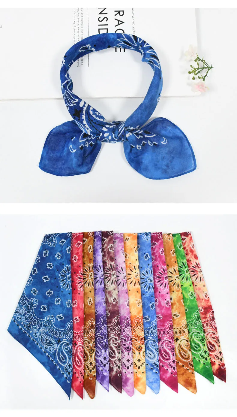 Cotton Tie Dye Cashew Flower Paisley Bandana Hip Hop Outdoor Riding Headscarf Mask Square Scarf Headband Gift For Men Boys Girls