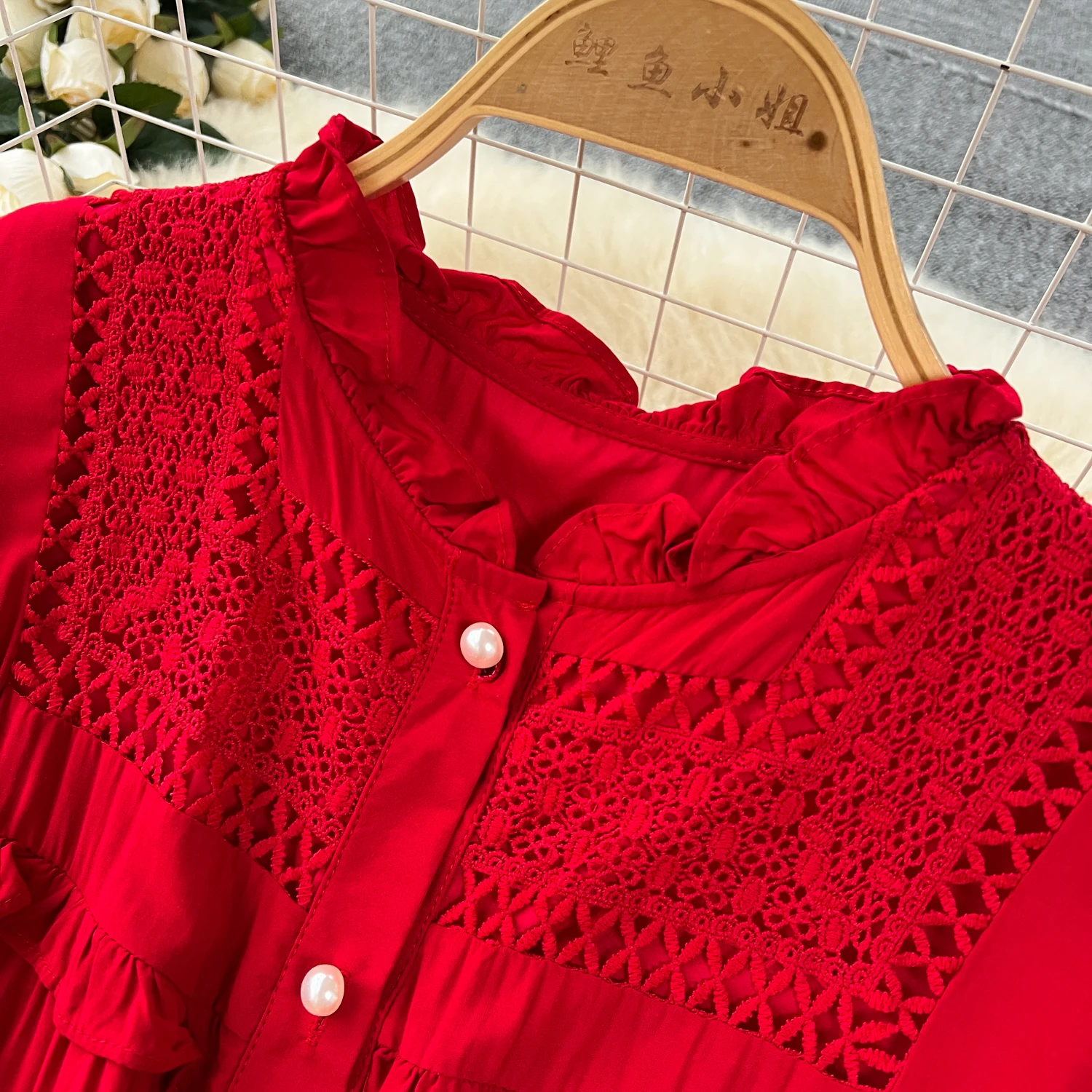 French Vintage Elegant lace PATCHWORK Long Sleeve Bandage Dress A-line Fashion Spring Summer Vestidos Women Dresses