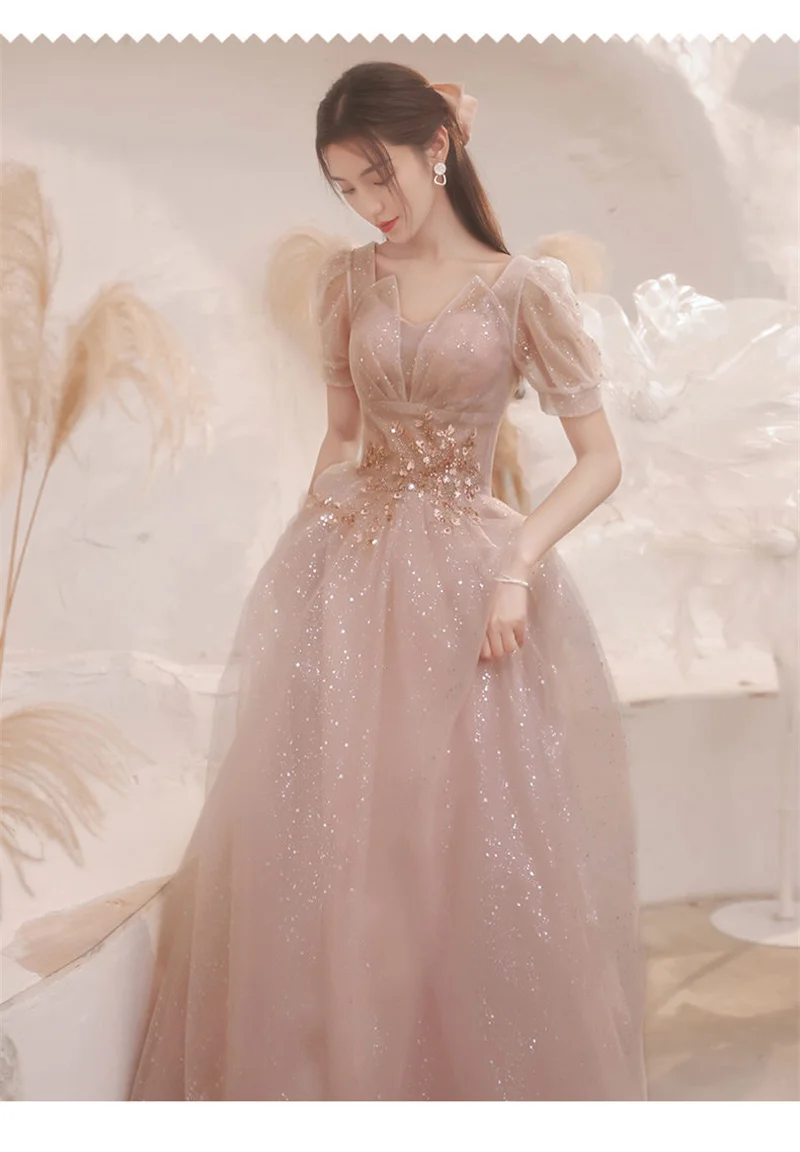 Party Dresses Female 2023 New High-End Light Luxury Embroidery Beaded Wedding Dress Temperament Performance Dress Female Evening