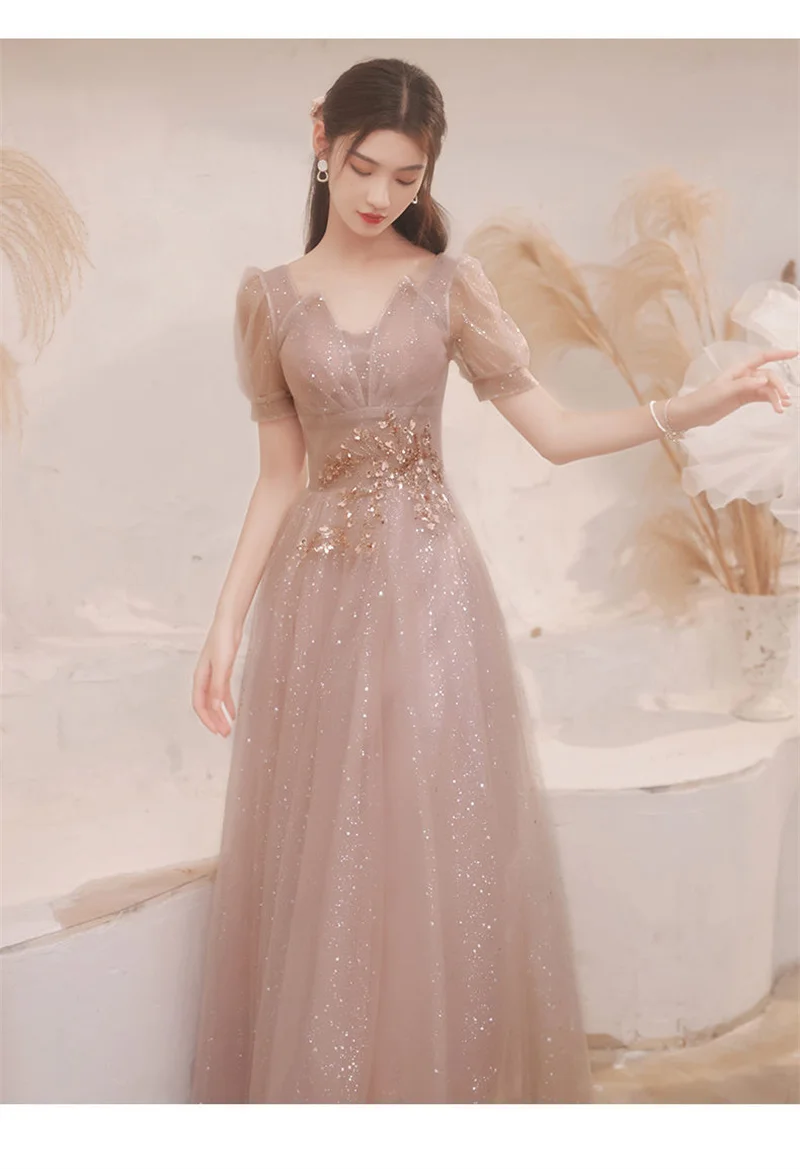 Party Dresses Female 2023 New High-End Light Luxury Embroidery Beaded Wedding Dress Temperament Performance Dress Female Evening