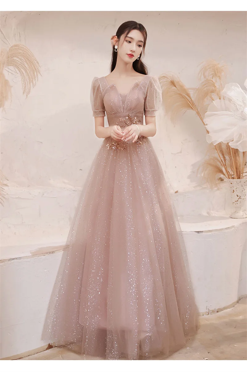 Party Dresses Female 2023 New High-End Light Luxury Embroidery Beaded Wedding Dress Temperament Performance Dress Female Evening