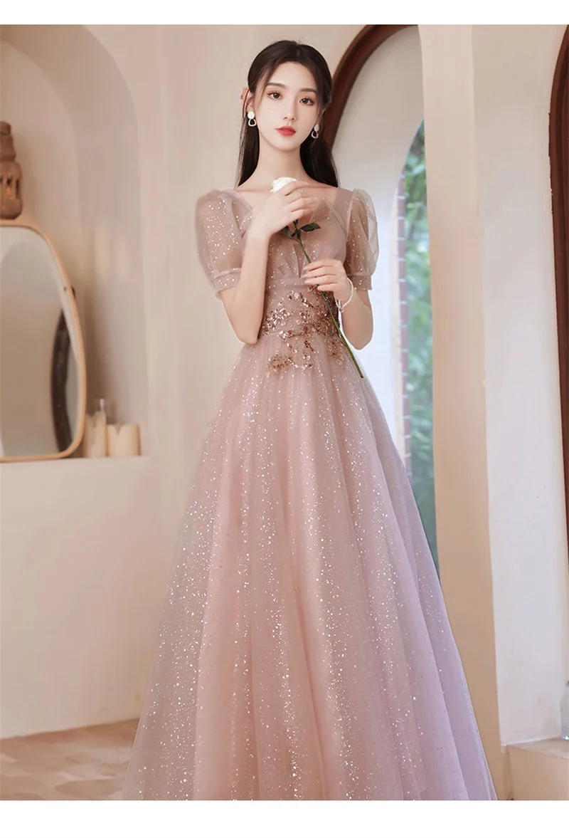 Party Dresses Female 2023 New High-End Light Luxury Embroidery Beaded Wedding Dress Temperament Performance Dress Female Evening