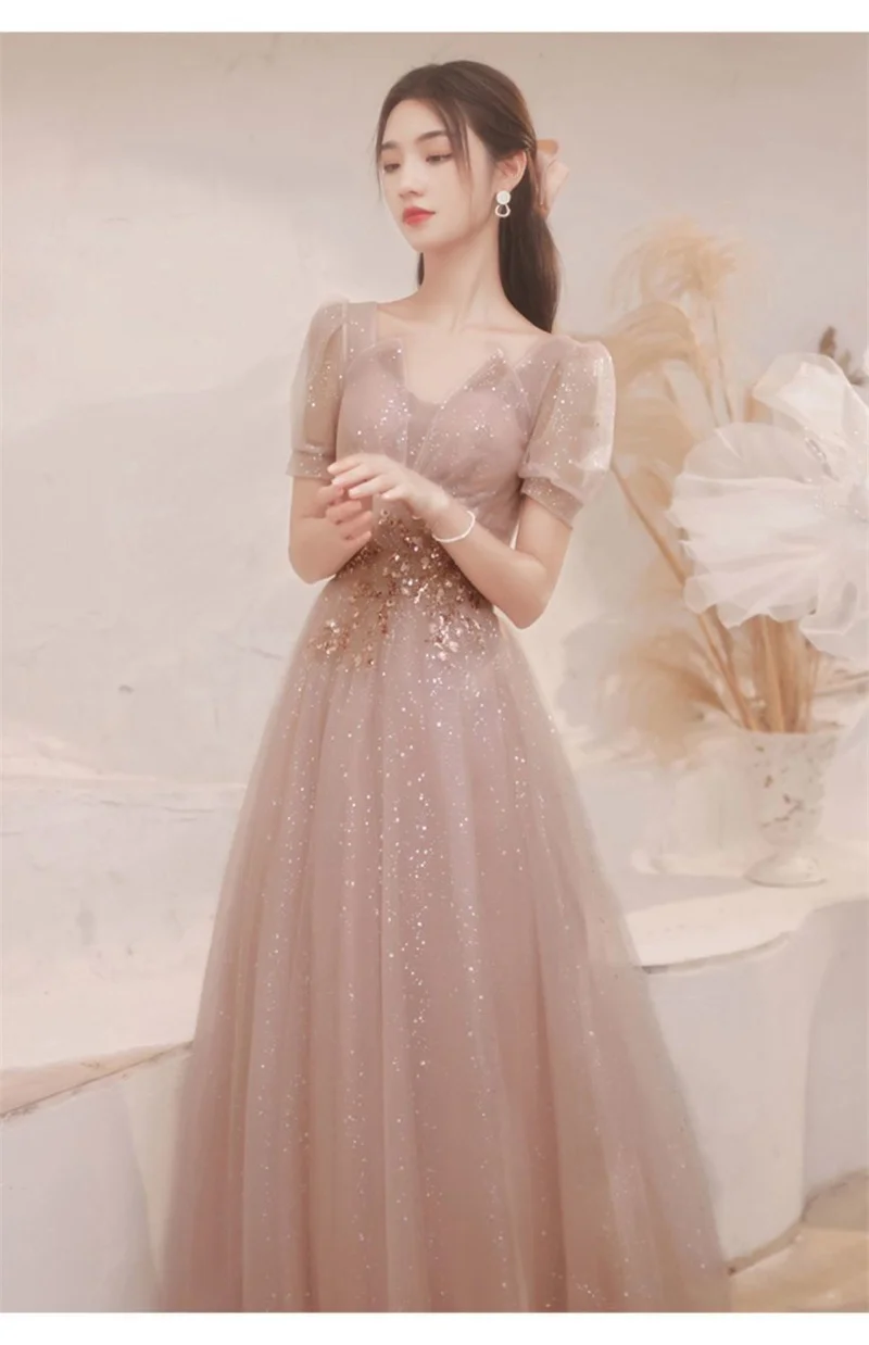 Party Dresses Female 2023 New High-End Light Luxury Embroidery Beaded Wedding Dress Temperament Performance Dress Female Evening