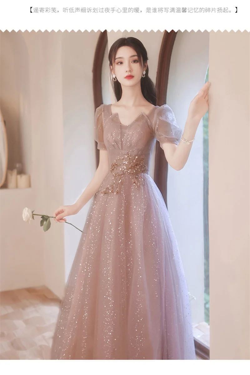 Party Dresses Female 2023 New High-End Light Luxury Embroidery Beaded Wedding Dress Temperament Performance Dress Female Evening