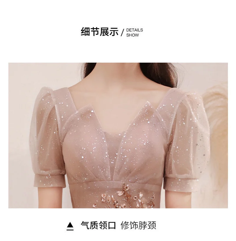 Party Dresses Female 2023 New High-End Light Luxury Embroidery Beaded Wedding Dress Temperament Performance Dress Female Evening