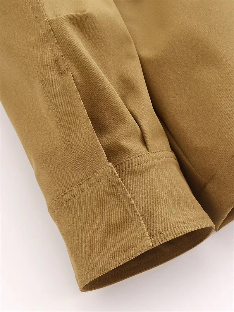 KEYANKETIAN 2024 Autumn/Winter New Women's Short Trench Coat Safari Style Pockets Decoration Zipper High Neck Blazer Outerwear