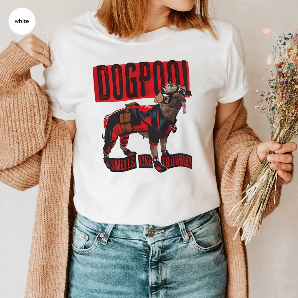 Dogpool T-Shirt Funny Dog Superhero Tee Dead Pool and Wolverine Inspired Tee Retro Wade and Logan Shirt Cute Y2k Dog Lover Shirt