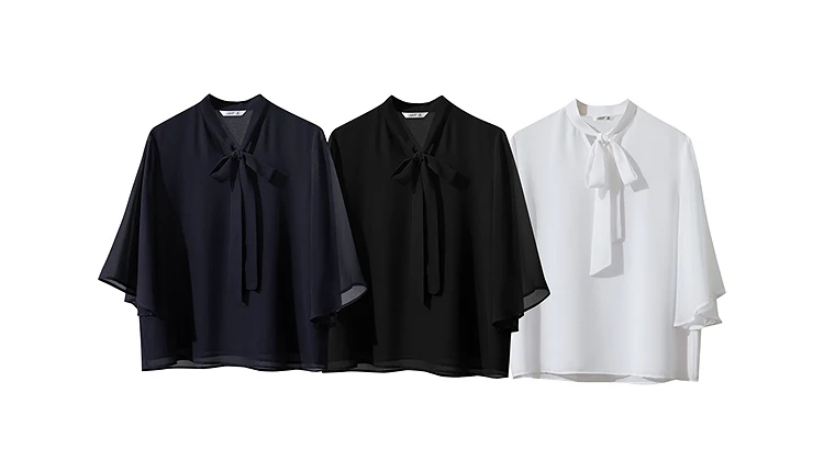Amii Minimalism Stand-up Neck Chiffon Shirt for Women 2026 Summer Solid Straps Horn Sleeves Loose Elegant Commute Top 12522087