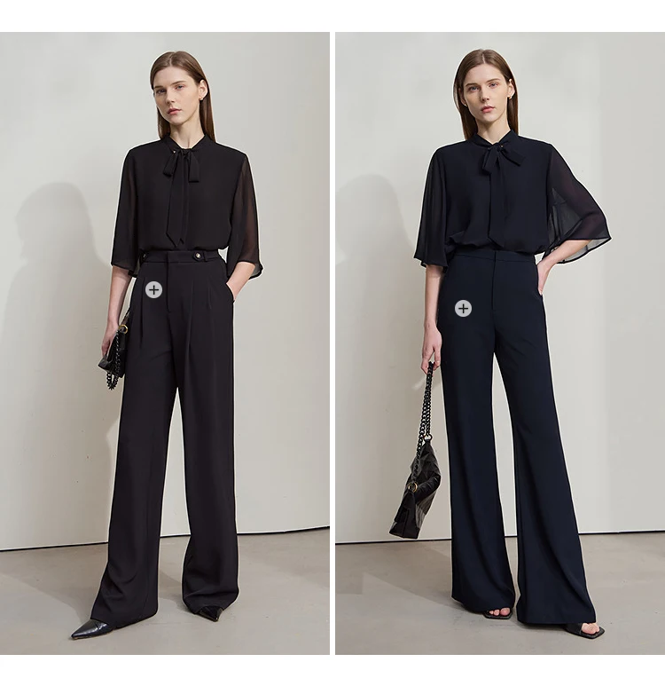 Amii Minimalism Stand-up Neck Chiffon Shirt for Women 2026 Summer Solid Straps Horn Sleeves Loose Elegant Commute Top 12522087
