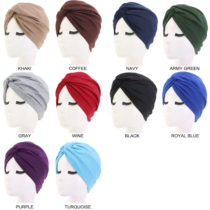 2022 Women Cross Twist Hijab Caps Muslim Cotton Underscarf Islamic Headscarf Bonnet Headband Turban Musulman Femme Headwrap Cap