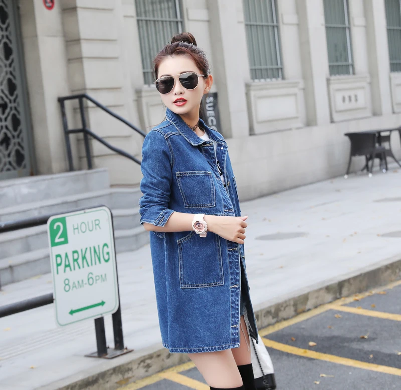 2026 New Spring Autumn Denim Windbreaker Coat 6XL Korean Slim Long-sleeve Jeans Jacket All-match Casual Female Denim Outwear Top