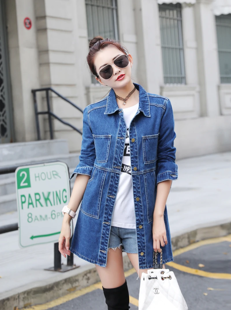 2026 New Spring Autumn Denim Windbreaker Coat 6XL Korean Slim Long-sleeve Jeans Jacket All-match Casual Female Denim Outwear Top
