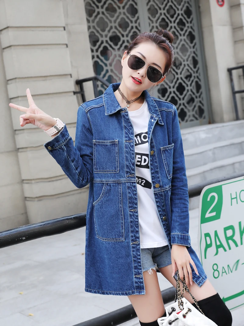 2026 New Spring Autumn Denim Windbreaker Coat 6XL Korean Slim Long-sleeve Jeans Jacket All-match Casual Female Denim Outwear Top