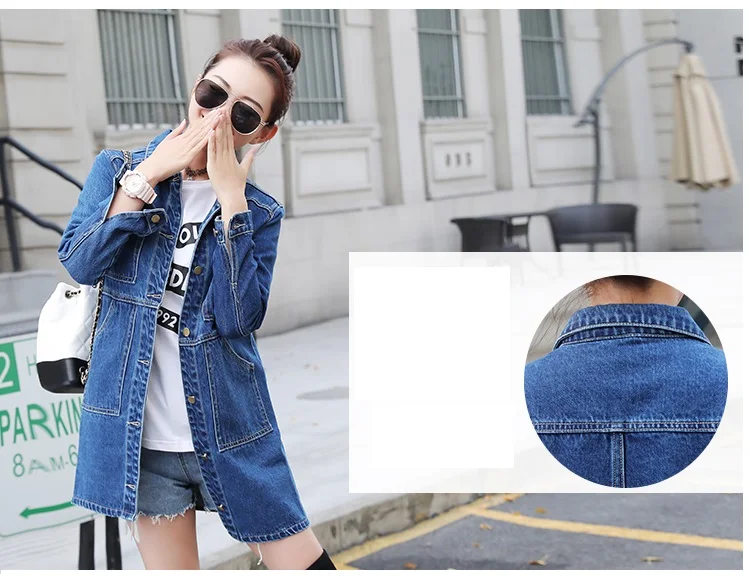 2026 New Spring Autumn Denim Windbreaker Coat 6XL Korean Slim Long-sleeve Jeans Jacket All-match Casual Female Denim Outwear Top