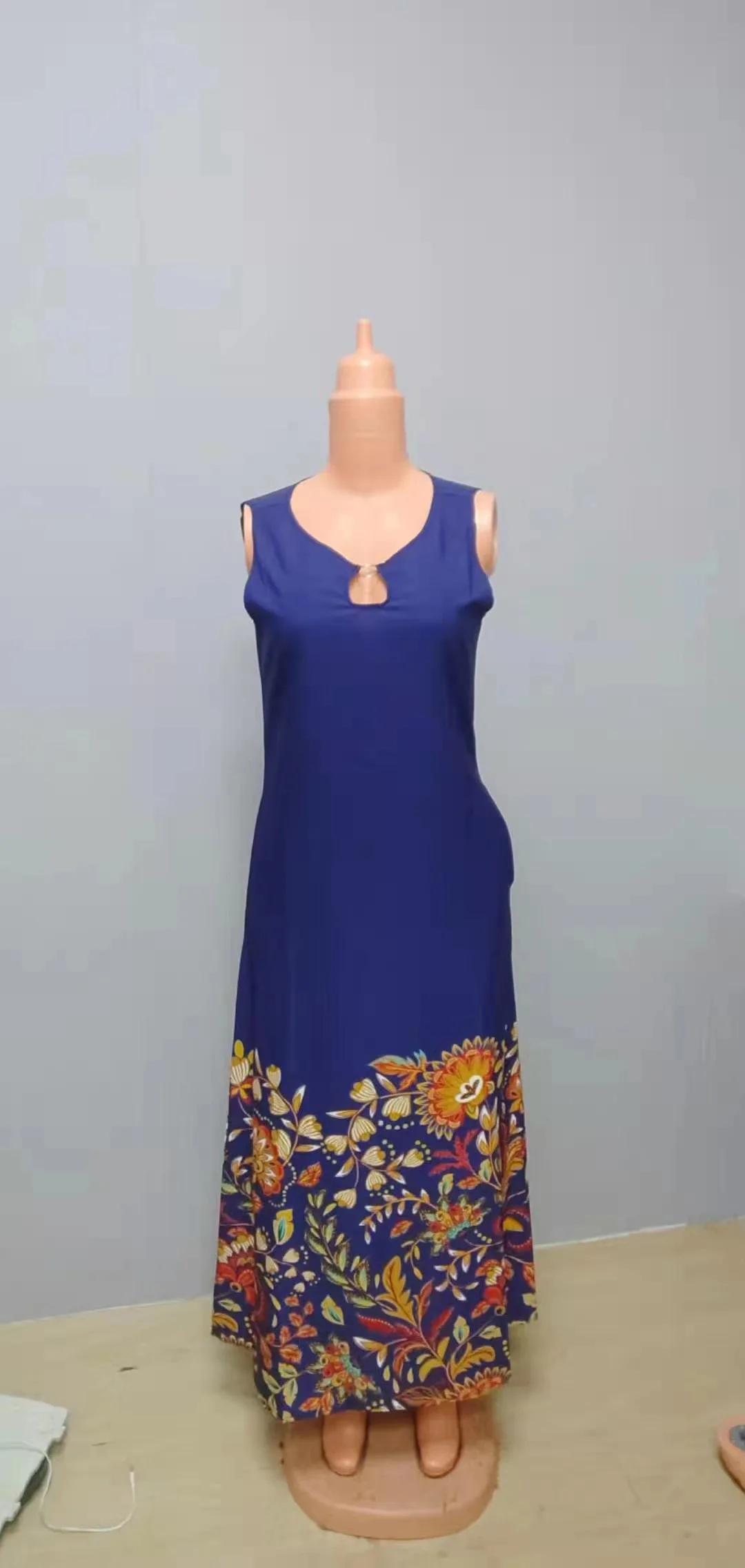 Women New Loose Floral Vintage Hole Ruffles Befree Big Large Dress Large Big Summer Camis Party Elegant Maxi Dresses