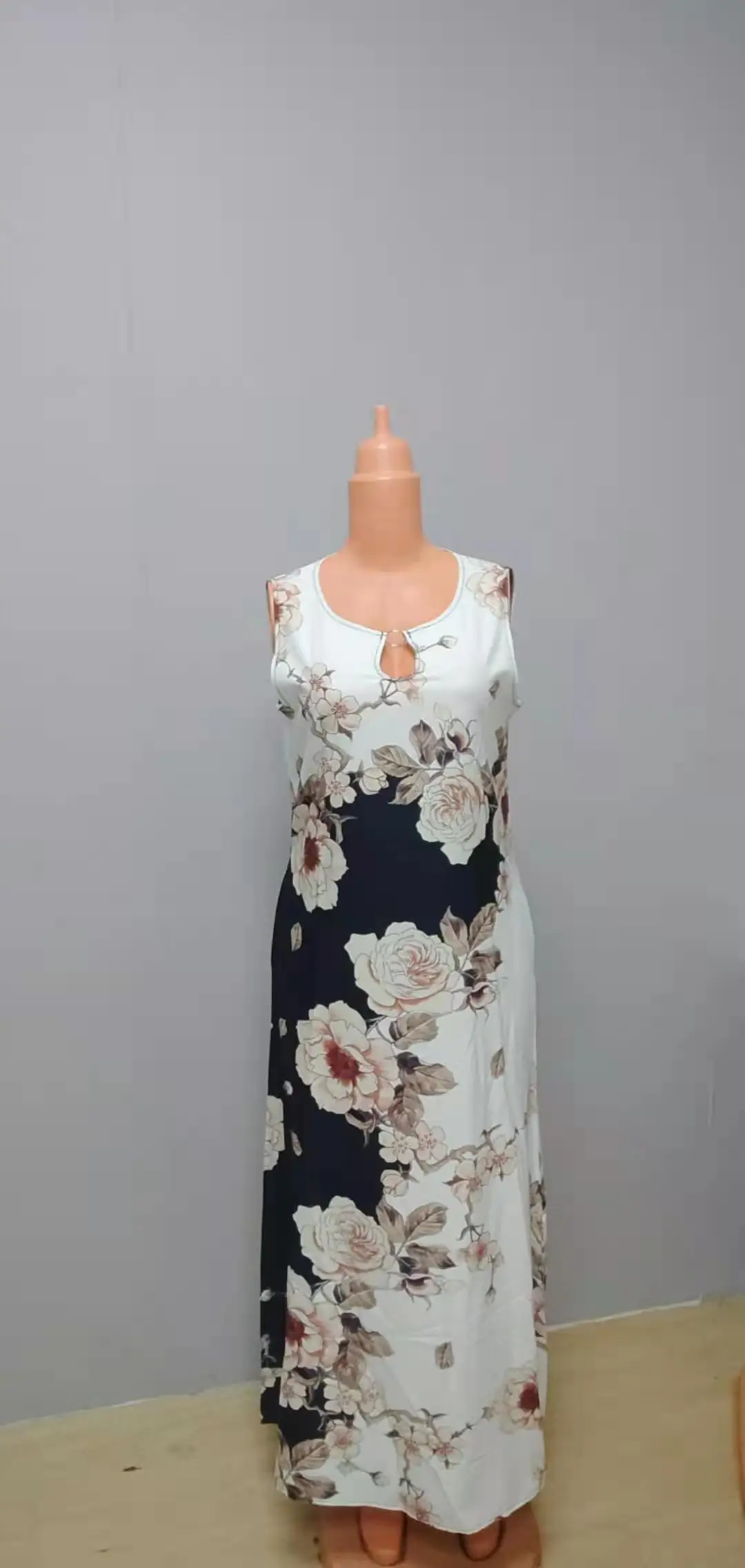 Women New Loose Floral Vintage Hole Ruffles Befree Big Large Dress Large Big Summer Camis Party Elegant Maxi Dresses
