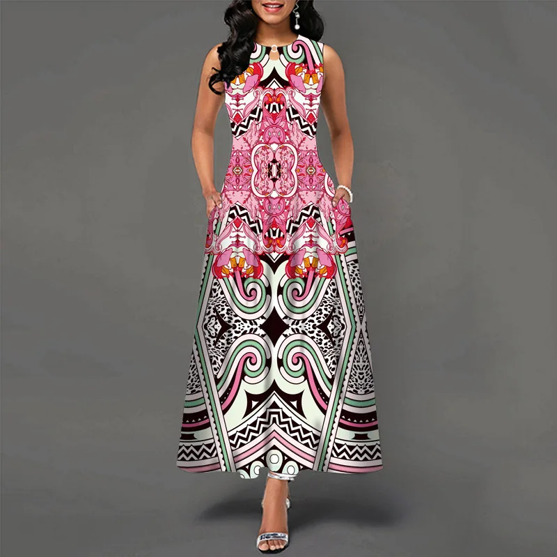 Women New Loose Floral Vintage Hole Ruffles Befree Big Large Dress Large Big Summer Camis Party Elegant Maxi Dresses