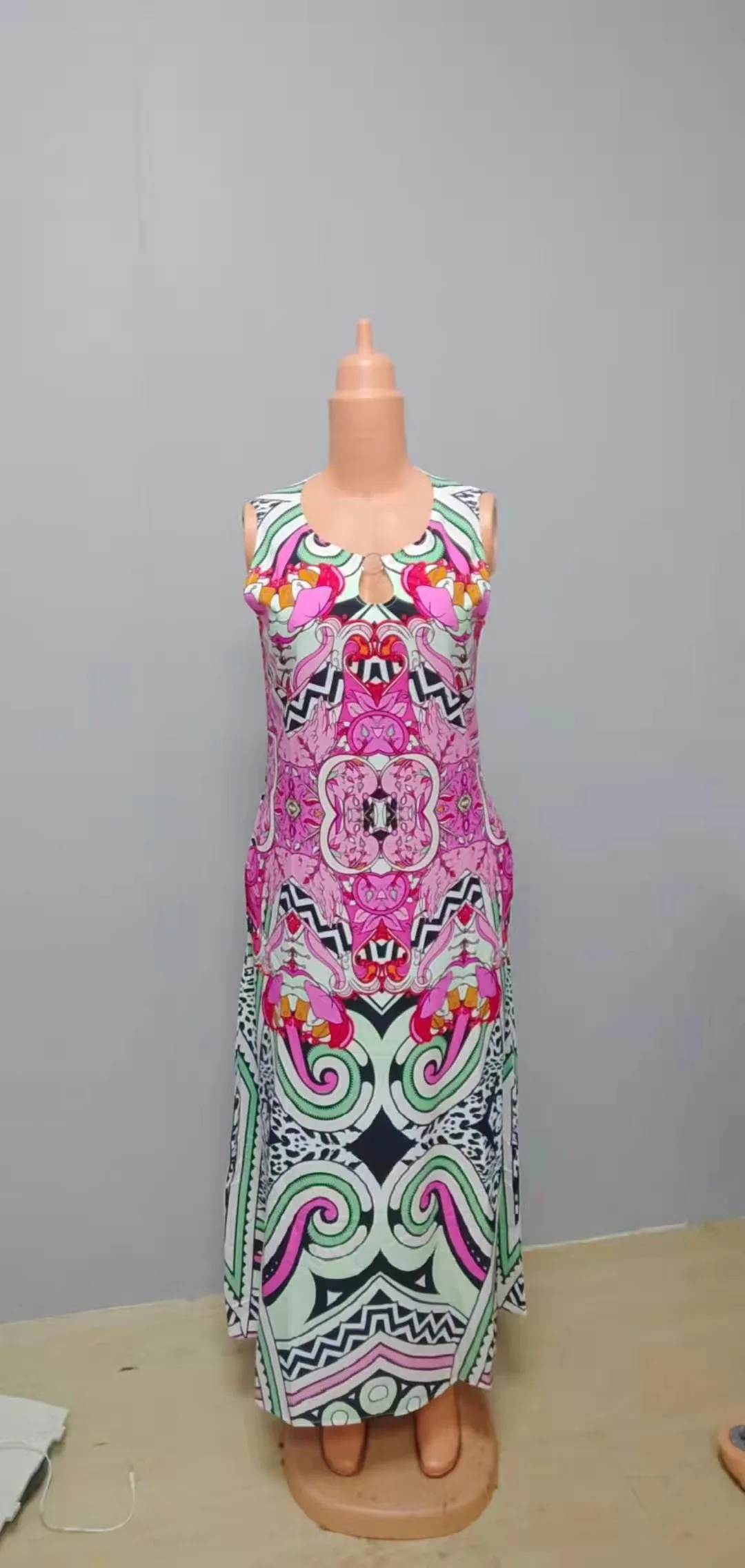 Women New Loose Floral Vintage Hole Ruffles Befree Big Large Dress Large Big Summer Camis Party Elegant Maxi Dresses