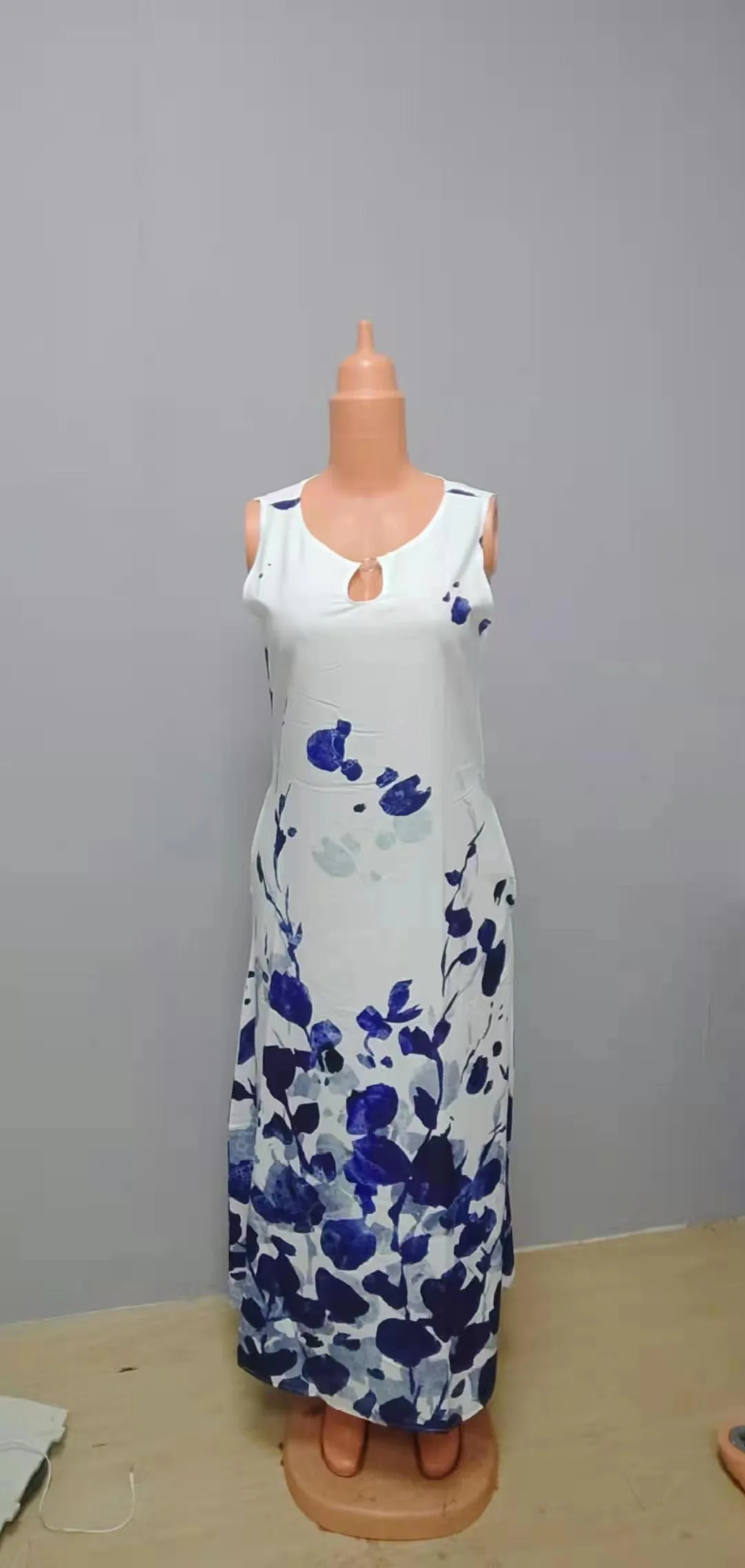 Women New Loose Floral Vintage Hole Ruffles Befree Big Large Dress Large Big Summer Camis Party Elegant Maxi Dresses