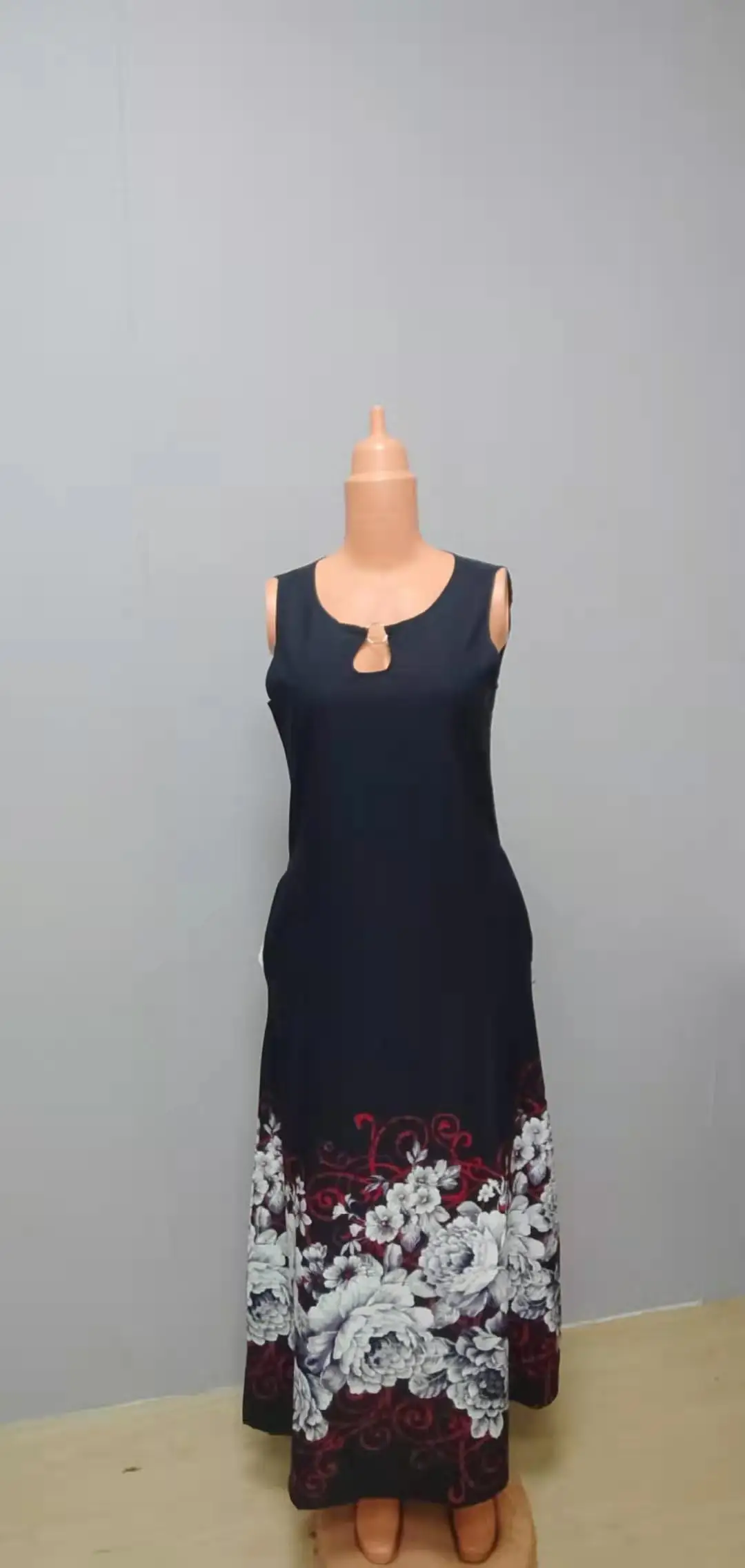 Women New Loose Floral Vintage Hole Ruffles Befree Big Large Dress Large Big Summer Camis Party Elegant Maxi Dresses