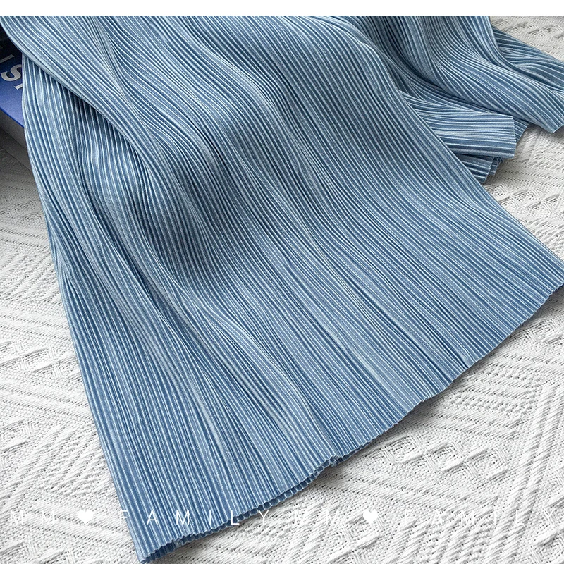 Women Wide Leg Pants High Waist Casual Chiffon Ice Silk Long Pants Bohemian Pleated Trousers Plus Size Women Clothing