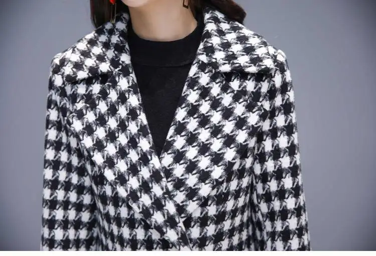 2026 Fashion Spring Plaid Woolen Jacket Ladies Clothing Elegant Slim Temperament Long Outwear Windproof Women Windbreaker Coats