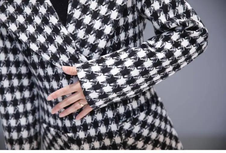 2026 Fashion Spring Plaid Woolen Jacket Ladies Clothing Elegant Slim Temperament Long Outwear Windproof Women Windbreaker Coats