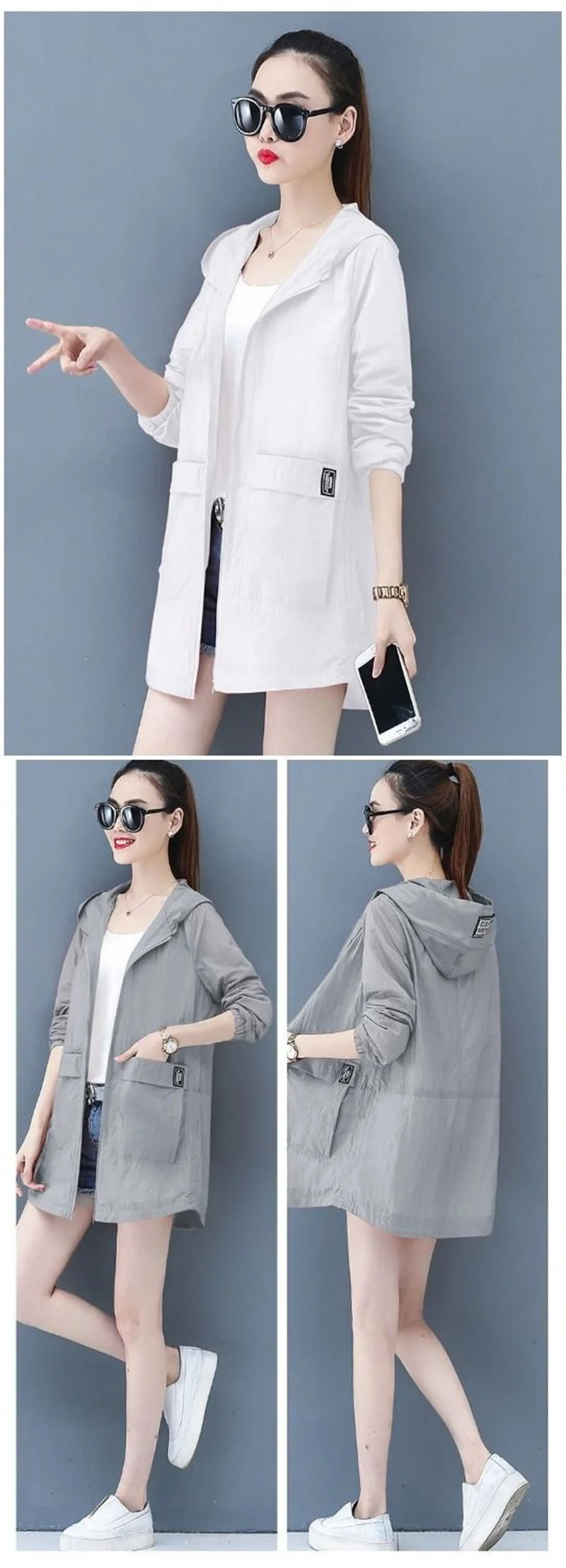 Loose Summer Sun Protection Clothing Women Thin Coat Anti-UV Breathable Outdoor Summer Jacket Female Tops Hooded 320