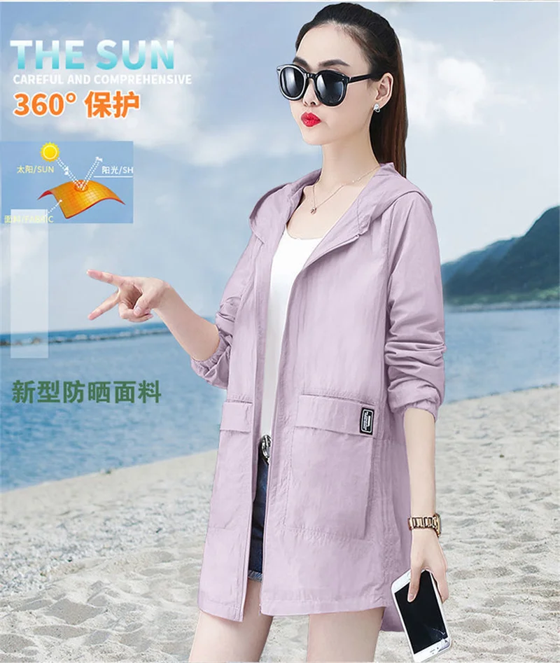 Loose Summer Sun Protection Clothing Women Thin Coat Anti-UV Breathable Outdoor Summer Jacket Female Tops Hooded 320